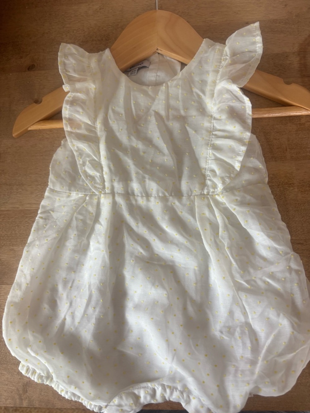 Absorba White Baby Bubble Romper with Yellow Dot Accents - Picture 4 of 7